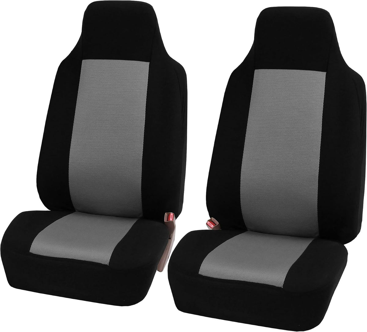 FH Group 3D Air Mesh Car Seat Covers Front Set – Universal Fit Automotive Seat Protectors, Washable Low Back Bucket Seat Covers for SUV, Sedan, Car Accessories, Gray/Black