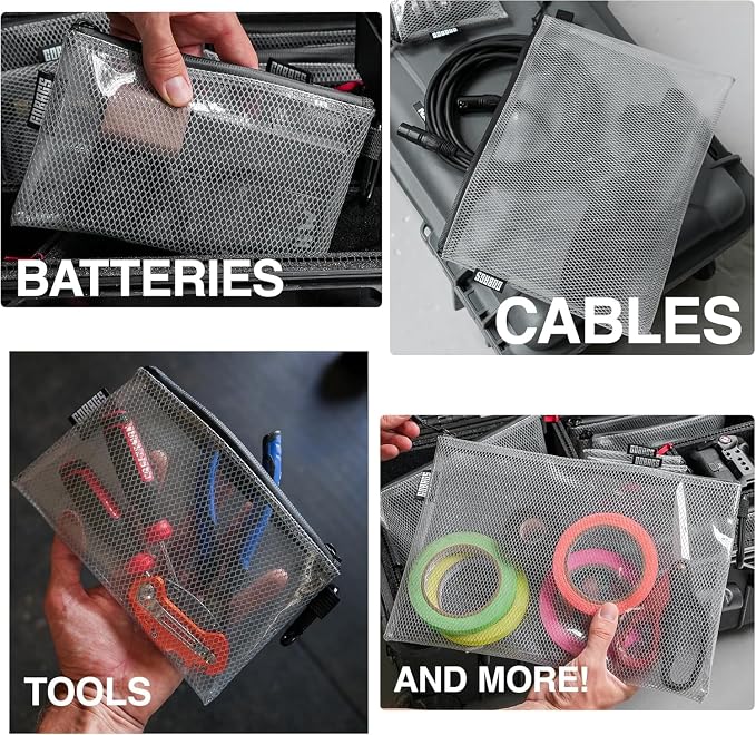 GOBAGS Air Production Large Clear Zipper Pouch – Cable Organizer & Travel Gear