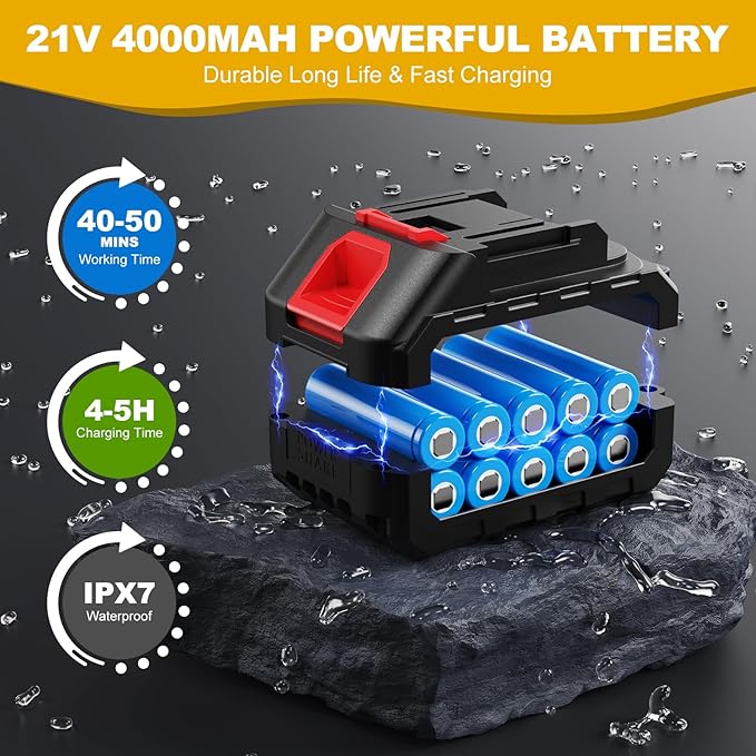 EVEAGE Cordless Power Pressure Washer 1000PSI, 2.5GPM Adjustment Portable Power Cleaner, Rechargeable Battery Powered Handheld High-Pressure Washer Gun for Car, Home Floor Cleaning
