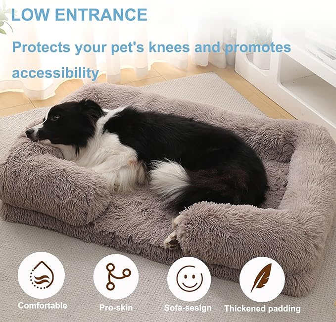 Dog Beds Large Sized dog Orthopedic, Sofa Dog Bed with Waterproof Lining and Nonskid Bottom, Rectangle Washable Dog Bed for Medium Small Dogs and Cats Comfortable ( Color : Brown2 , Size : 31 x 21" )