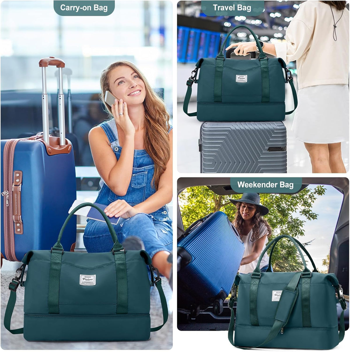 Skiennix Travel Duffel Bag - Stylish Carry-On with Shoes Compartment | Perfect for Weekend Getaways 18x14x8