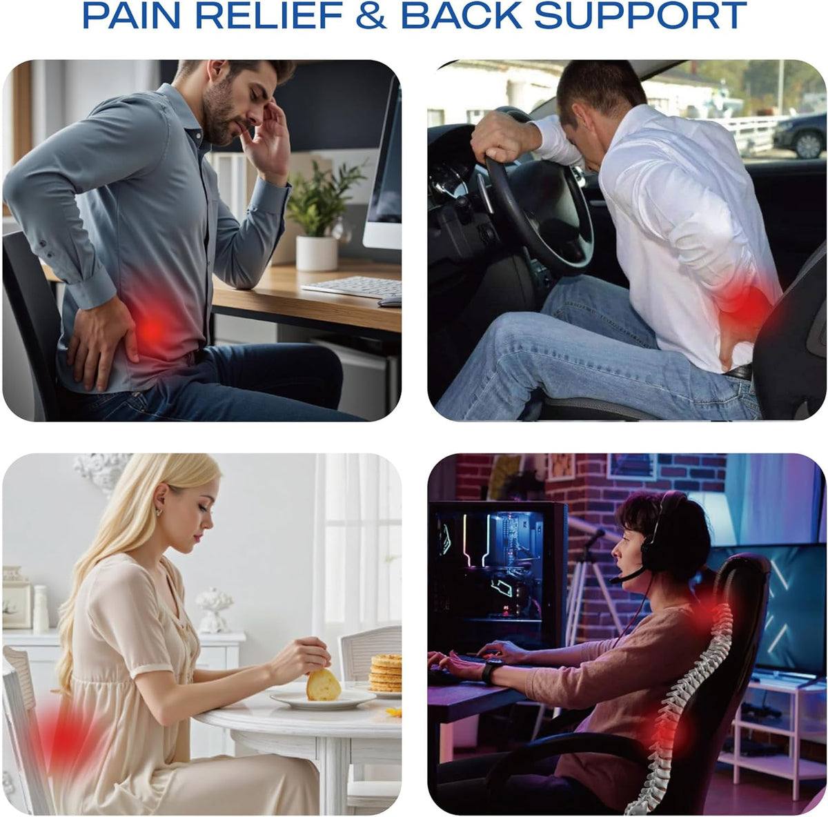 Skechers Memory Foam Lumbar Pillow,Lumbar Support Pillow for Office, Chair Lower Back Pain Relief Lumbar Pillow, Ergonomic Design Back Support Pillow for Office Chair, Car, Home, Travel,Gray