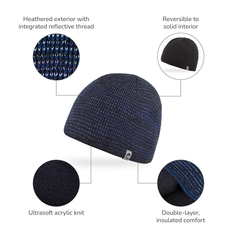 Sunday Afternoons Nightfall Reflective Beanie, Ultra-Soft Acrylic Knit, Reversible Skull Cap, High Visibility for Running, Biking Safety, Winter Hat for Men & Women, Overcast/Quarry, One Size