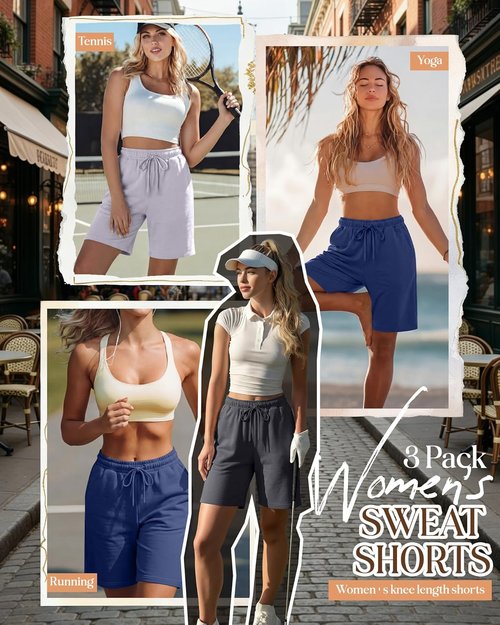 Neer Women's Bermuda Shorts - Comfortable Jogger Yoga Shorts with Pockets | Knee-Length, 3-Pack