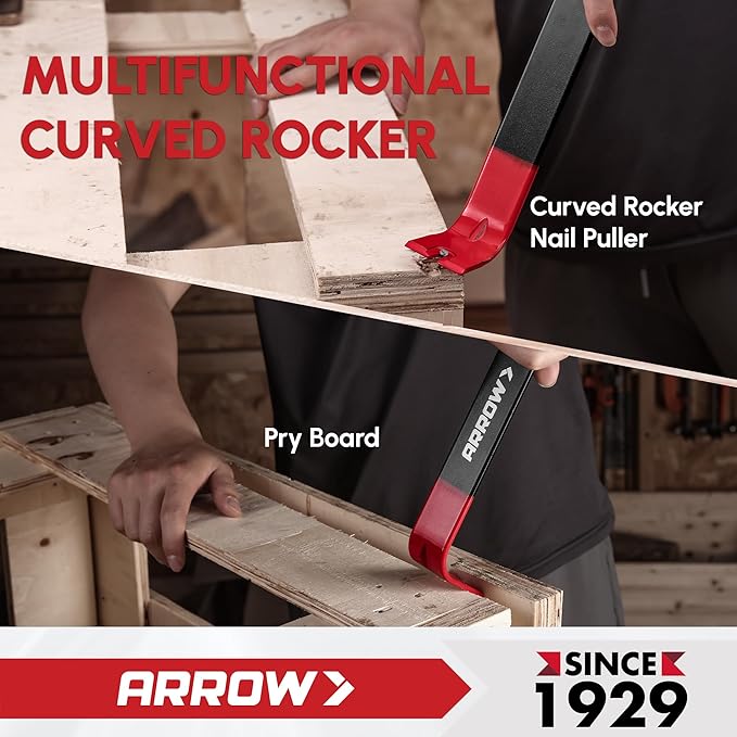 ARROW 12" Pry Bar & Nail Puller Heavy-Duty Carbon Steel, Flat Bar Crowbar with Rust-Resistant Forged Design - Multi-Purpose Tool for Prying, Lifting, Scraping