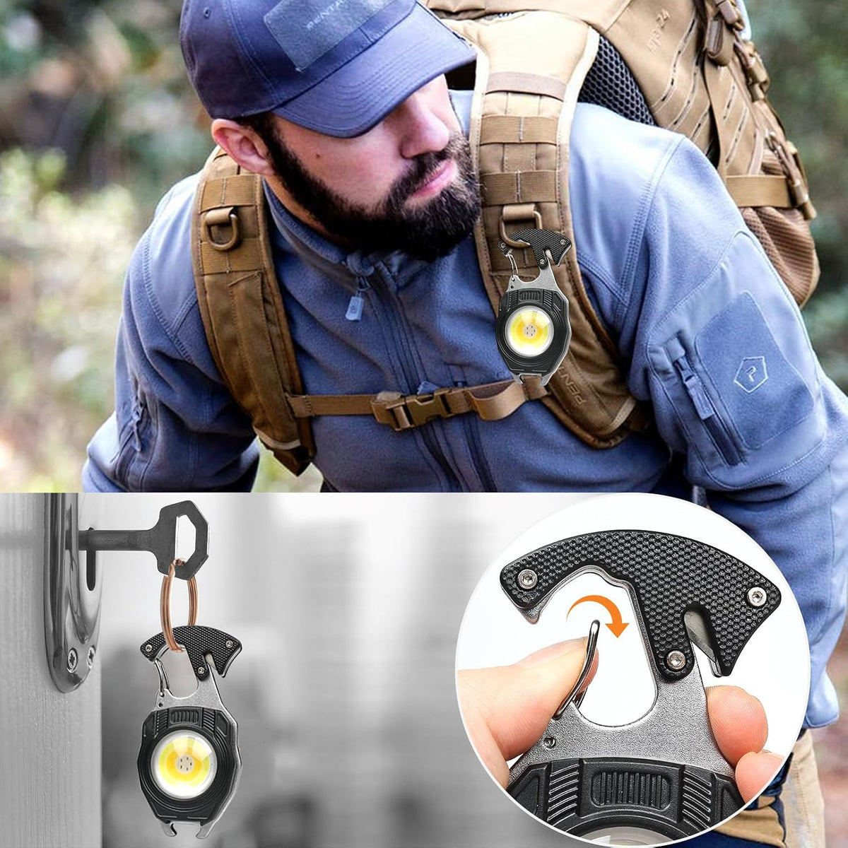 MAKDAK 4PC Keychain Flashlight Rechargeable Cob Keychain Work Light 7 Modes High Lumen Flashlights for EDC Camping Tent Light, Emergencies, Hiking,Car Repairing,Power Outrage,Pet Walking