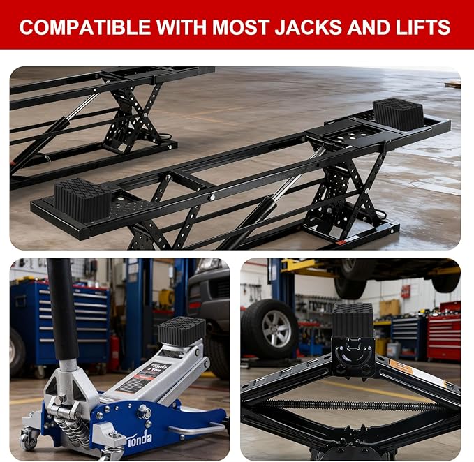 4 Pack Solid Floor Jack Rubber Blocks Pad, Universal Non-Slip Jack Lift Pads for Cars, SUVs and Light Trucks, 12000lbs Loading Capacity, 6-3/8" x 4-3/4" x 3"