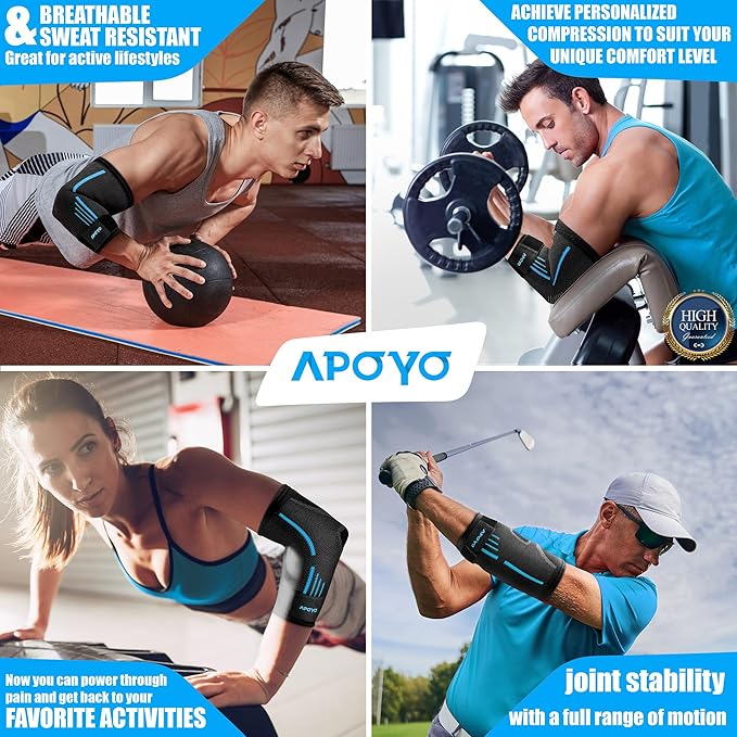 APOYO Elbow Brace for Tendonitis and Tennis Elbow, Compression Sleeve for Arthritis, Workouts, Reduce Joint Pain During Fitness Activity (XX-Large) B