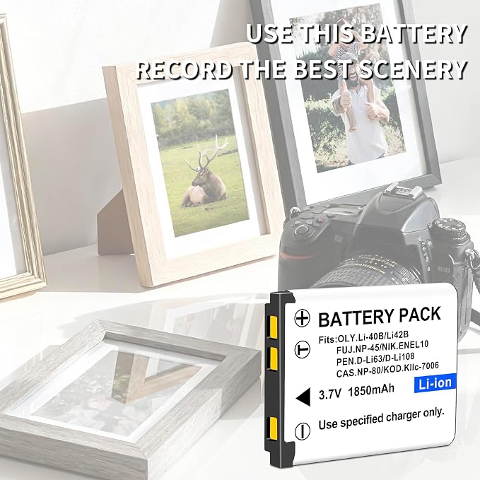 2-Pack EN-EL10 KLIC-7006 Replacement Battery and Slim USB Rapid Charger