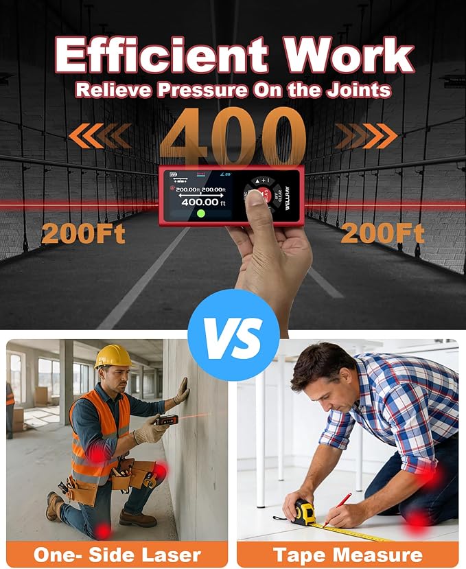 Dual Laser Measuring Tool 400Ft, Rechargeable Laser Measure Tool
