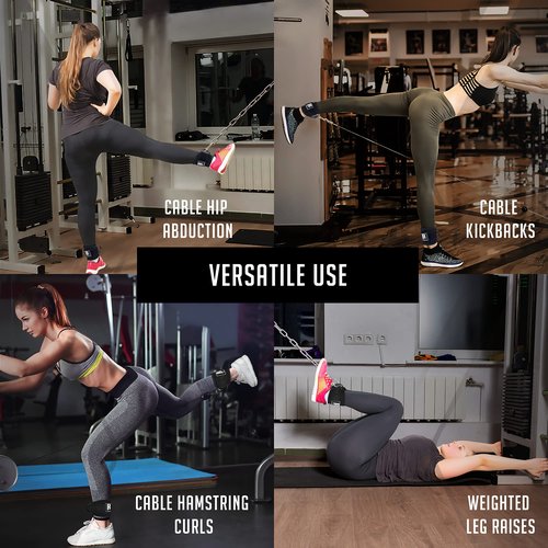 Gym Ankle Strap for Cable Machine - Ankle Straps for Cable Machines - Ankle Cable Attachments for Gym - Cable Kickback Ankle Strap - Ankle Bands for Working Out - Ankle Attachments for Cable Machine