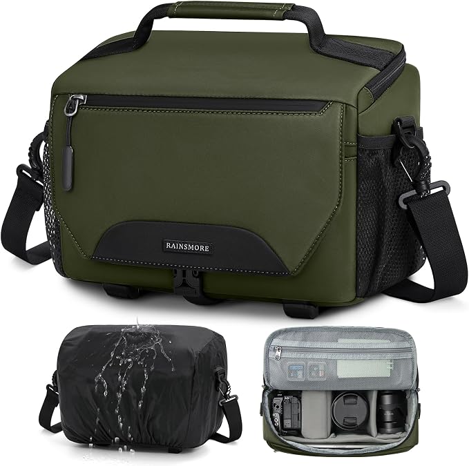 RAINSMORE Camera Bag, DSLR/SLR/Mirrorless Small Camera Sling Bag Waterproof