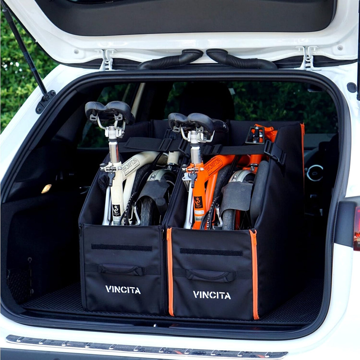 Vincita Keeper Box 2.0 for Folding Bicycle - Bike Storage Solution - Suitable For Bike - Keep The Bike Vertical In The Car Trunk To Save Space (Black with black zipper 2.0, For 20" Folding Bikes)