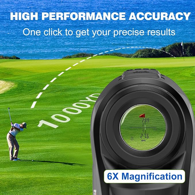 Precision Laser Rangefinder for Golf & Hunting, 800/1000/1300 m Range, 6X