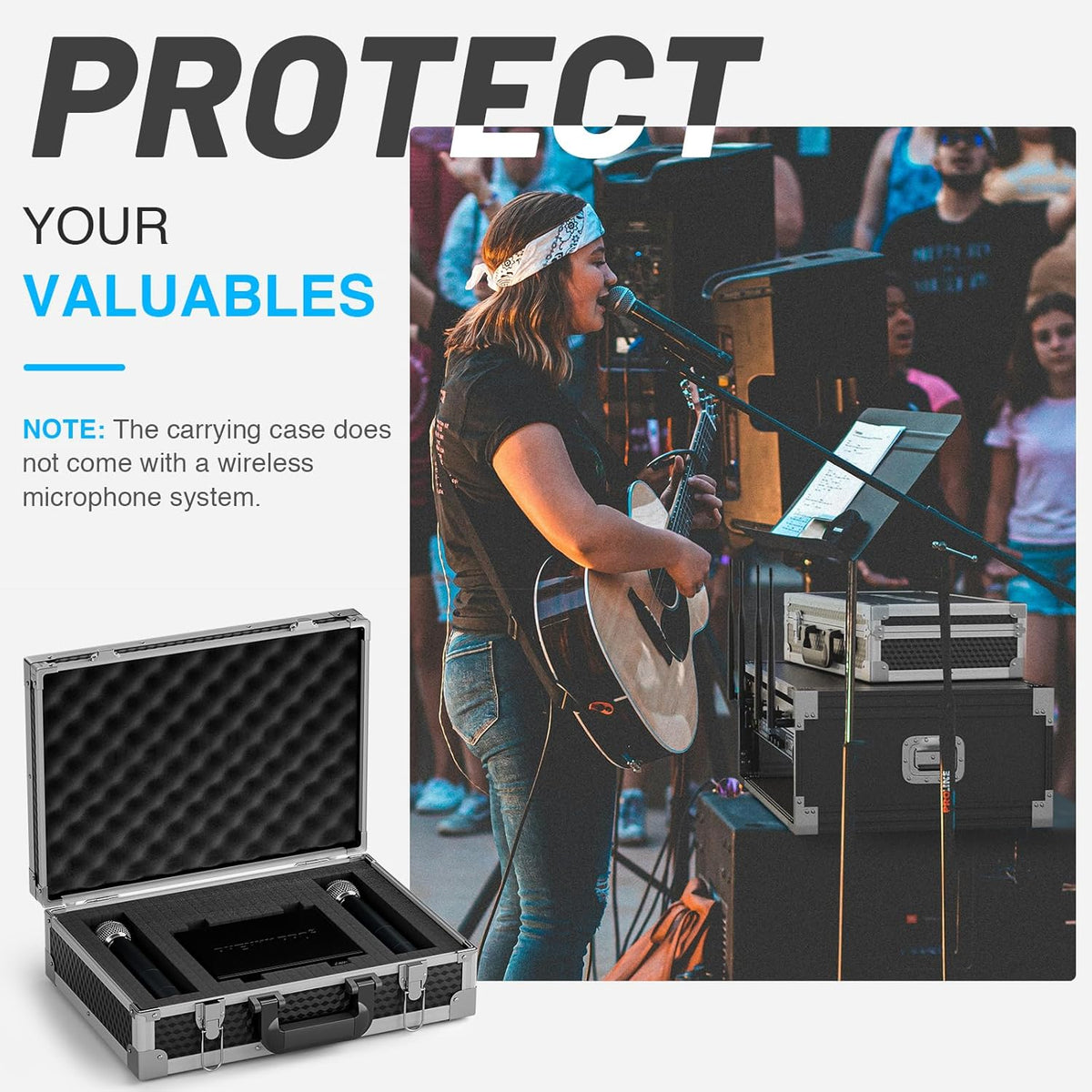 Phenyx Pro Medium Size Carrying Case, Customizable Pre-Diced Foam, Aluminum Alloy Sturdy Build, Suitable for Wireless Mic System Storage & Camera Gear Transportation