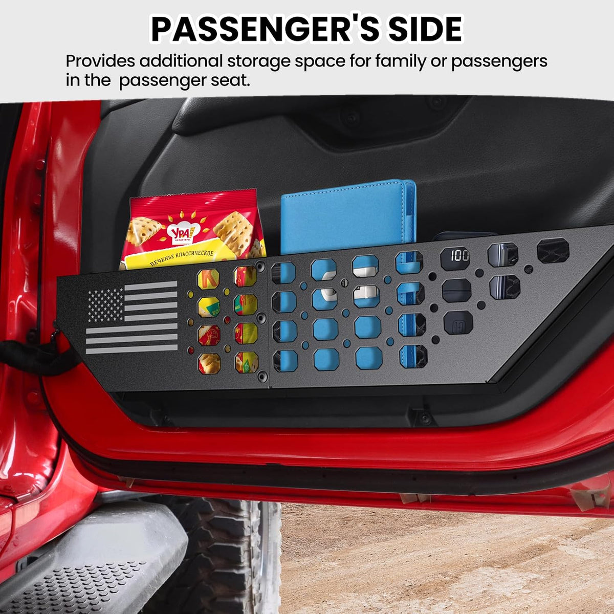 DIAMOOKY Metal Front Door Pocket Storage for Jeep Wrangler JL JLU 2018-2026