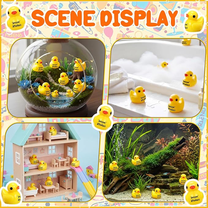 Skylety 50 Pcs Awesome Attendance Resin Duck, Perfect Attendance Awards
