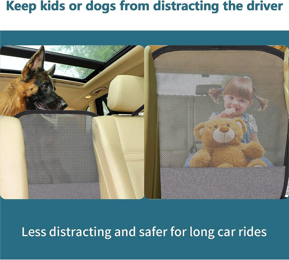 Petsfit Dog Car Barrier Vehicle Pet Barrier Backseat Mesh Dog Car Divider Net with Adjusting Rope and Hook Suitable for SUV Pickup and Small Cars