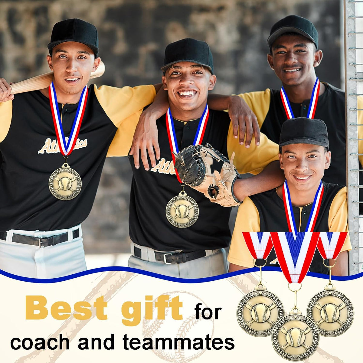 Remuuly Gold Award Medals - 60 Pcs 2 Inch Metal Trophies with Neck Ribbons for Sports Competitions