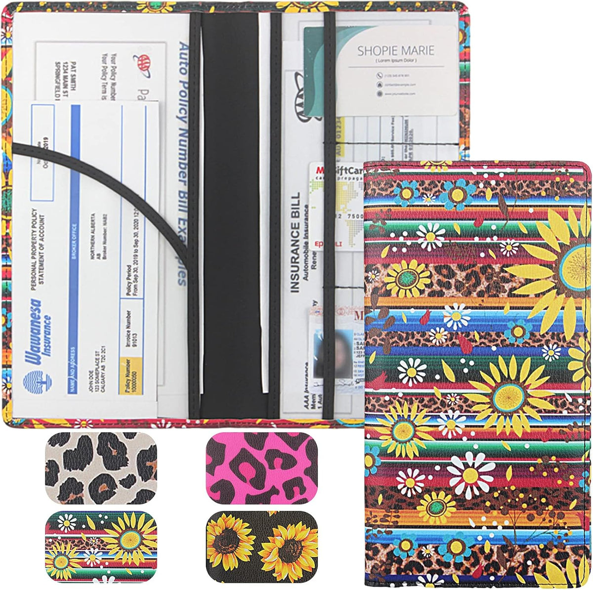 LumiMokki Premium Car Registration & Insurance Card Holder, Sunflower