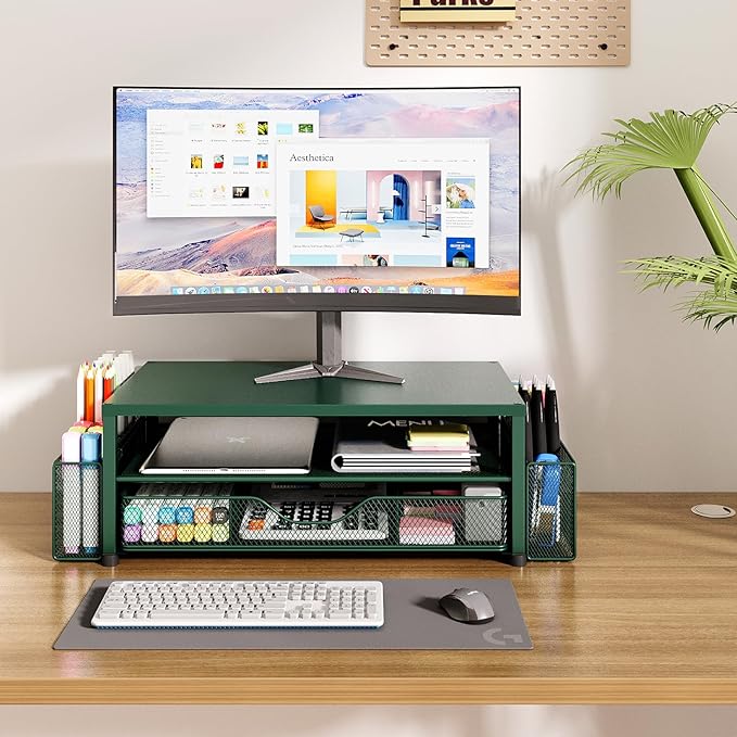 OPNICE Desk Organizers and Accessories, 2-Tier Computer Monitor Stand Riser