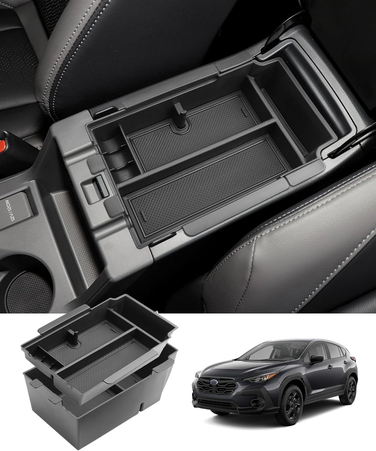 2024 2025 2026 Crosstrek Center Console Organizer for Subaru Crosstrek (Base/Premium/Sport/Limited/Wilderness), Durable ABS Console Tray Insert 2026 Crosstrek&Impreza Accessories (Black)
