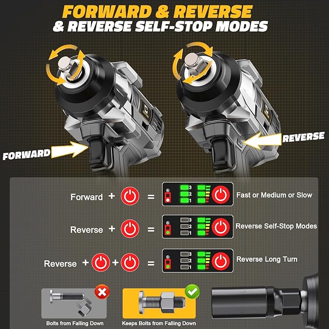 Cerycose Cordless Impact Wrench 1000FT-LBS Compatible with Dewalt Battery, 1/2 inch Brushless Electric 1360N.m Impact Gun Includes LED Work Light, High Torque Impact Driver, Bare Tool Only