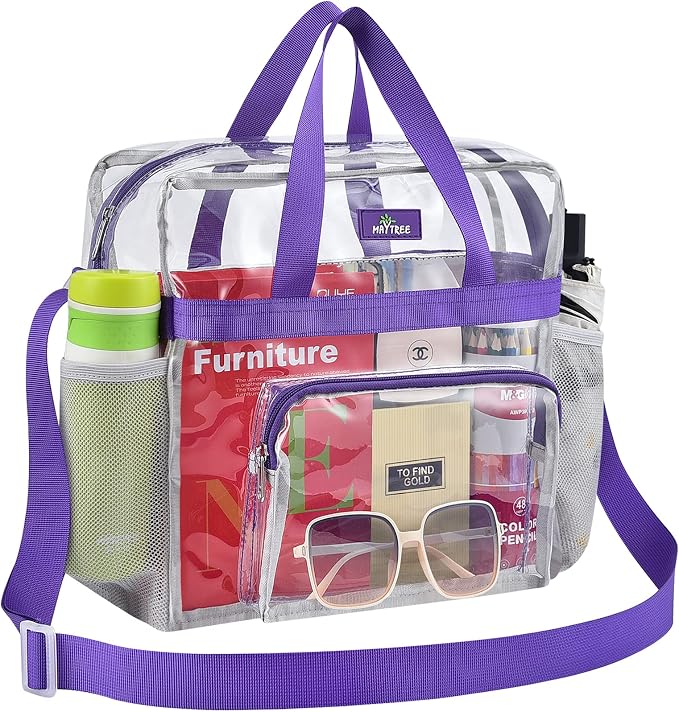MAY TREE Clear Bag for Stadium Events 12×6×12 Clear Tote Lunch Bag
