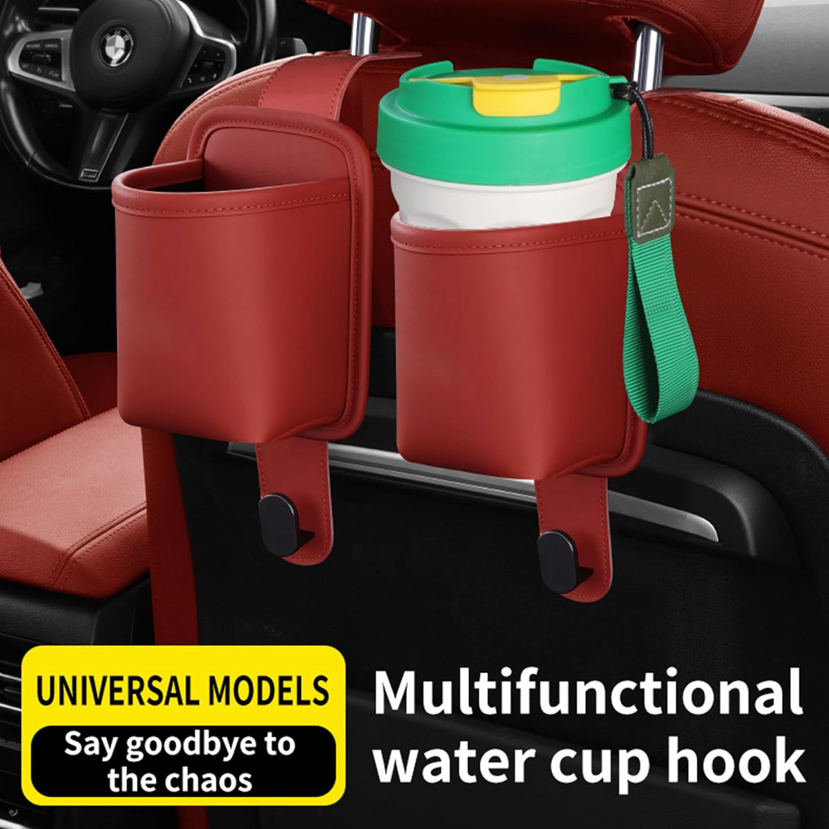 2-Pack Car Seat Back Cup Holder Organizer, Red