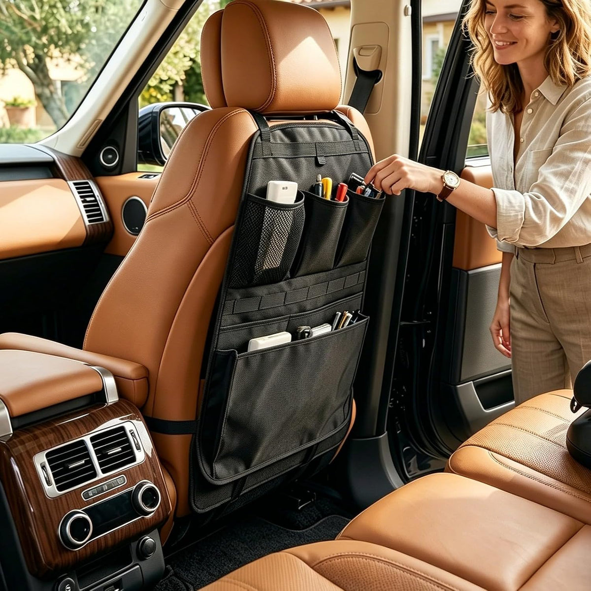 Car Seat Back Organizer with Compartment (Black)