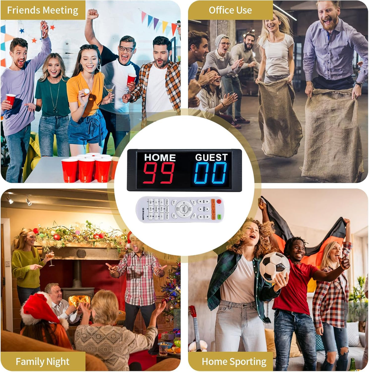 YZ LED Portable Digital Scoreboard - Tabletop Electronic Score Keeper for Indoor/Outdoor Games