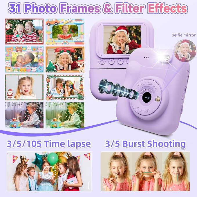Kids Camera Instant Print, Portable Toddler Camera Toys
