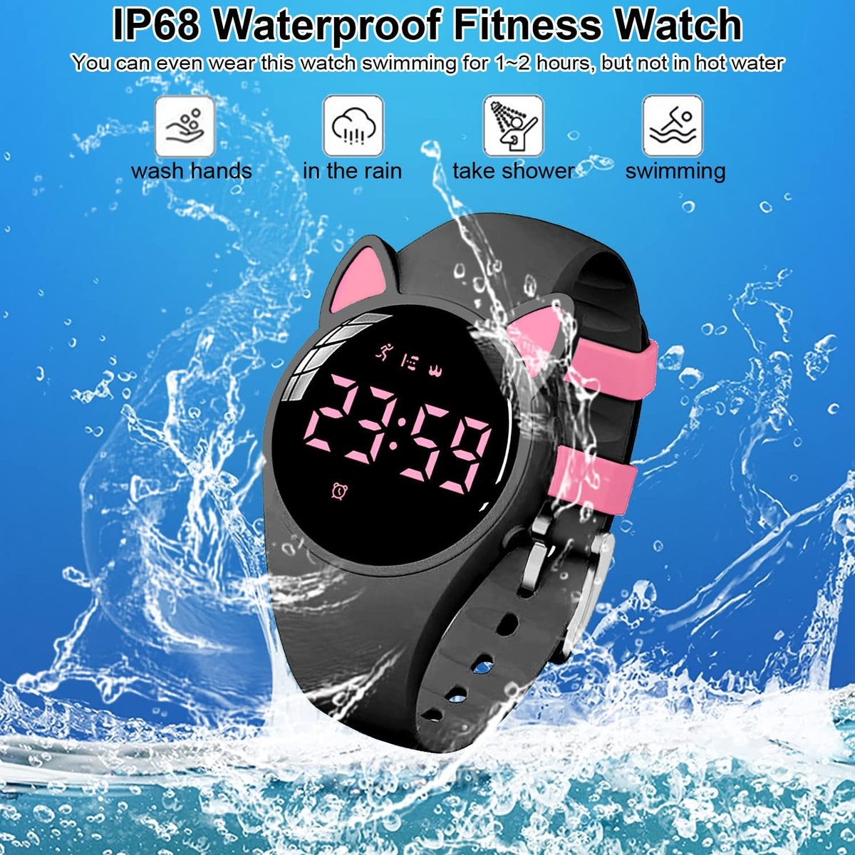 Skiennix Fitness Tracker Watch - IP68 Waterproof Pedometer with USB Charge & Alarm | Ideal for Kids & Teens