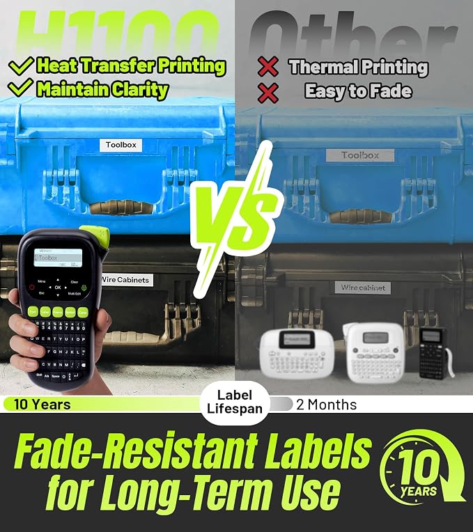 Label Maker Machine with 4 Tapes, Wire Label Maker Waterproof-Labels, Laminated