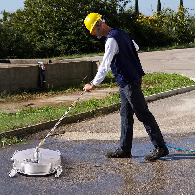 14" Pressure Washer Surface Cleaner with 4 Wheels - Stainless Steel Surface Cleaner for Pressure Washer Attachment for Concrete, Patio, Sidewalk, Deck and Driveways