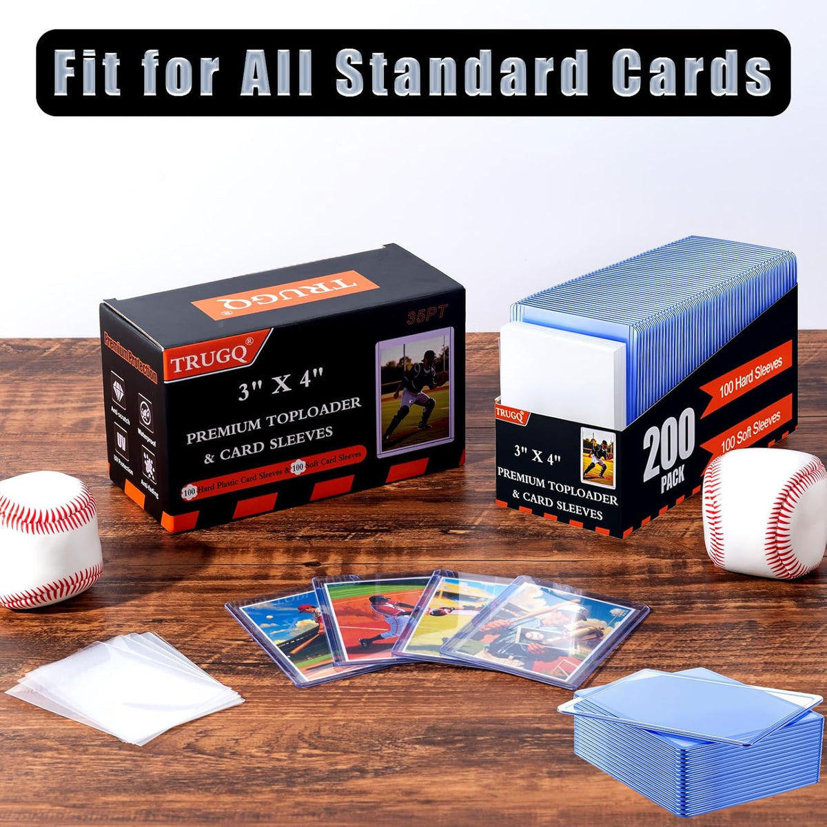 Skiennix 400 Card Sleeves - Premium Hard Plastic Protectors for Baseball & Football Cards | 3" x 4" Size