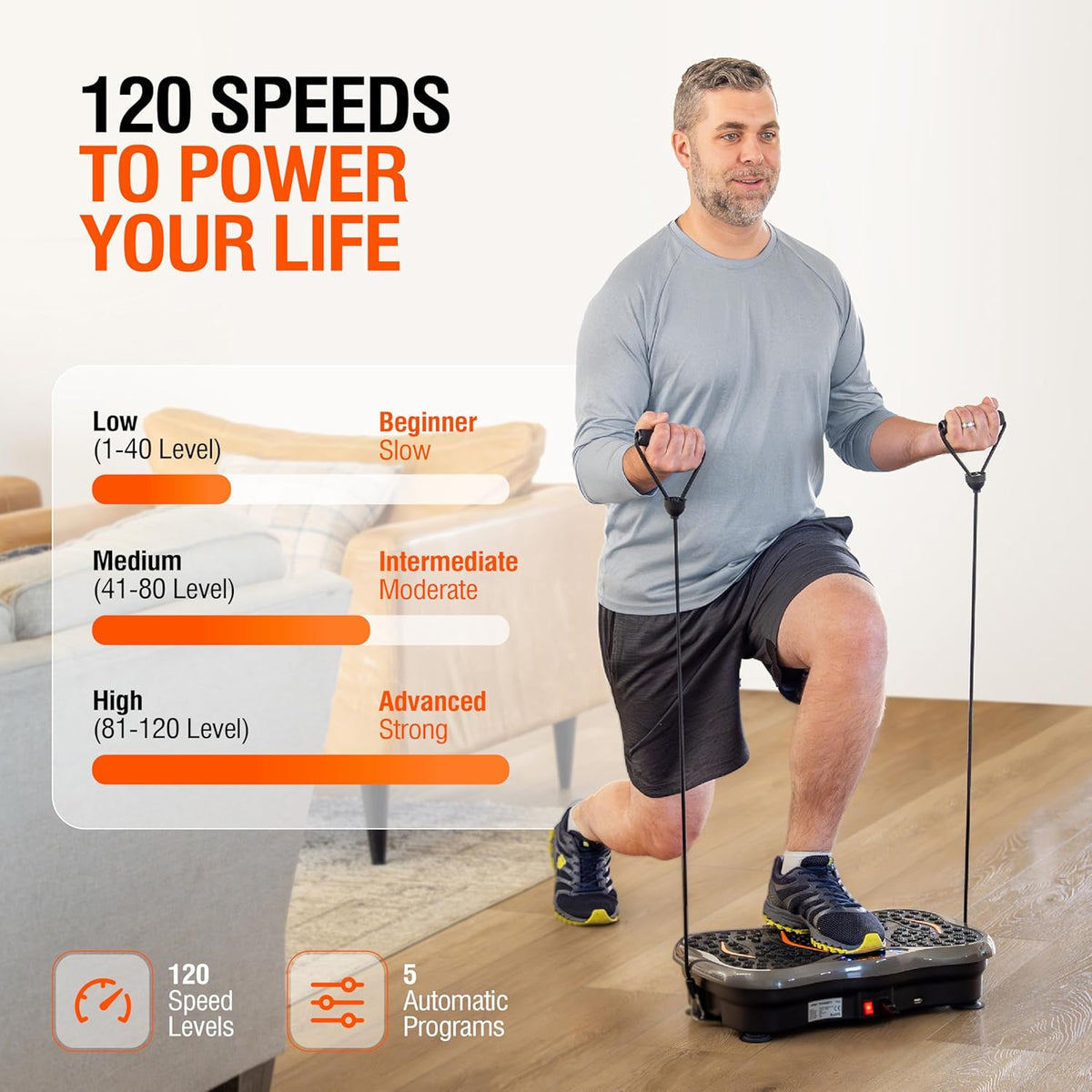 Powerfit Vibration Plate Exercise Machine - Full Body Vibration Platform for Weight Loss & Lymphatic Drainage