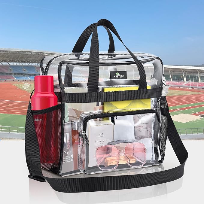 MAY TREE Clear Bag for Stadium Events, 12×5.5×12 Clear Tote Lunch Bag