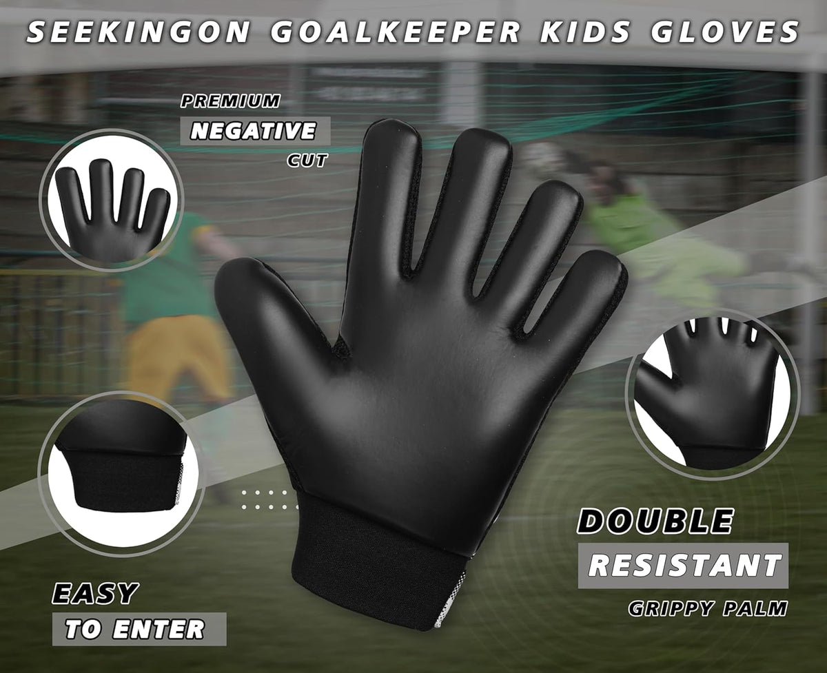 Skiennix Soccer Goalie Gloves - Youth Football Goalkeeper Gloves with Double Wrist Protection | 4mm Super Grip Palm