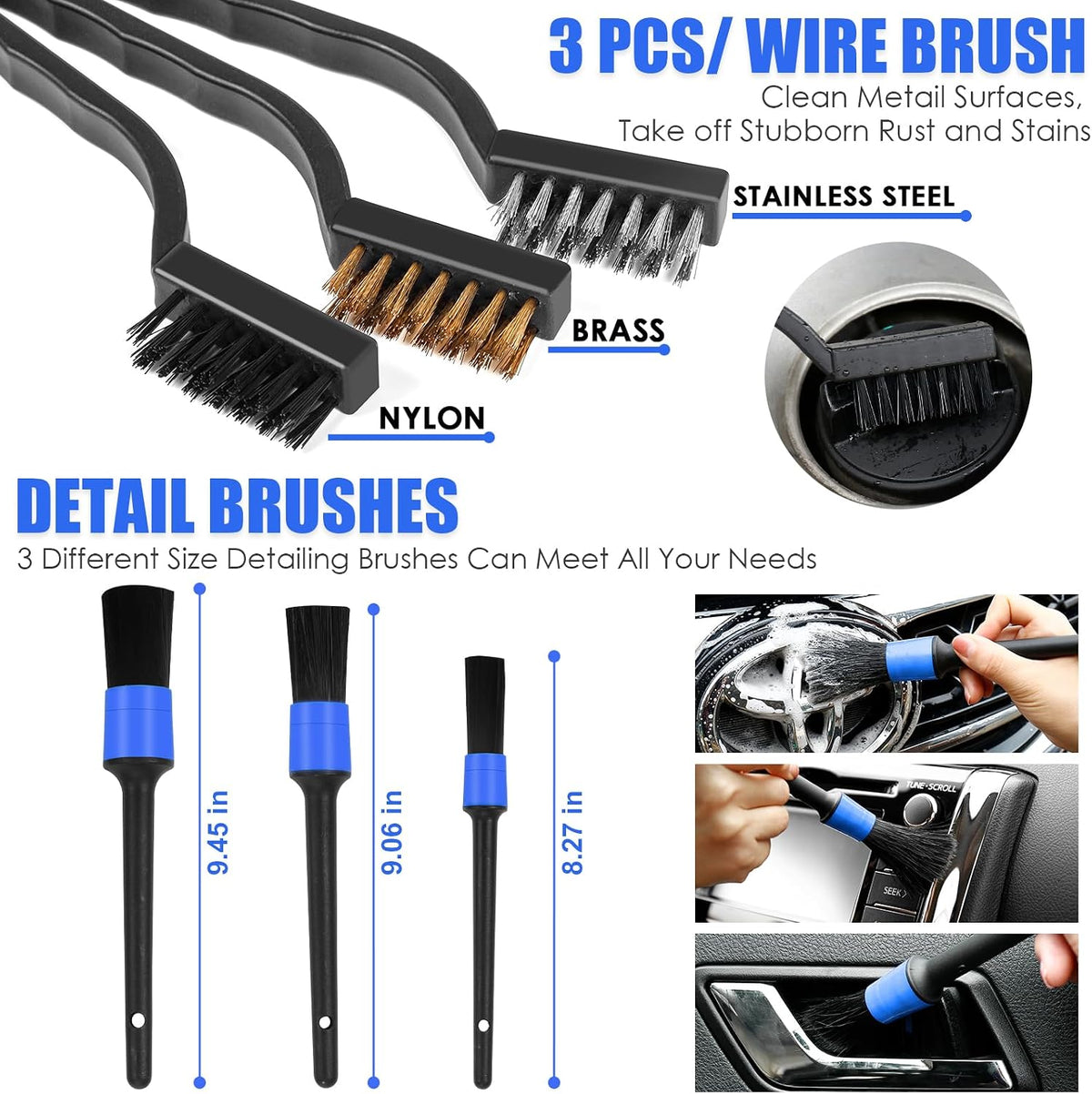 18PCS Car Cleaning Kit, Car Interior Detailing Kit with Blue High Power Handheld Vacuum, Detailing Brush Set, Windshield Cleaner, Cleaning Gel, Complete Auto Accessories for Men, Women