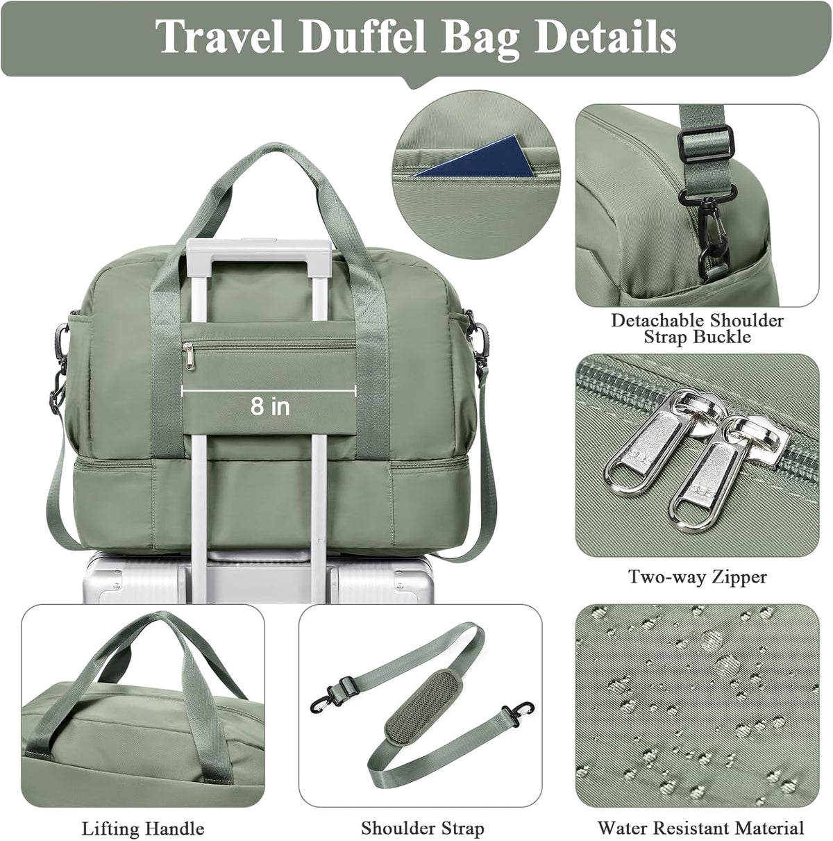 Skiennix Travel Duffel Bag for Women - Stylish Carry-On Overnight Weekender with Wet Pocket & Toiletry Bag | 18x14x8 Inches
