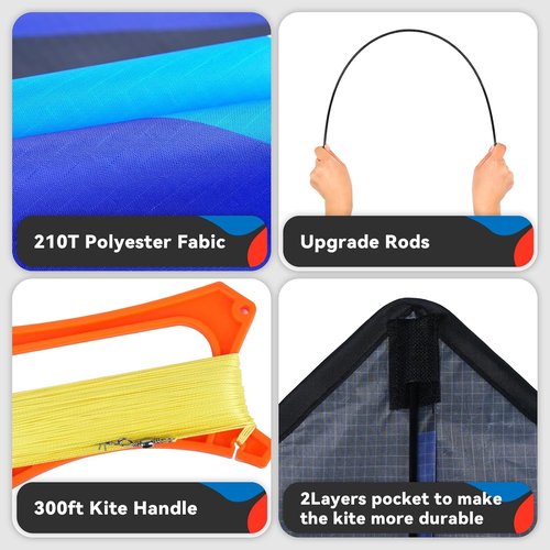 Delta Kite Set - Easy Launch for Kids & Adults | Perfect for Beach & Park Activities - Speed Triangle, Blue