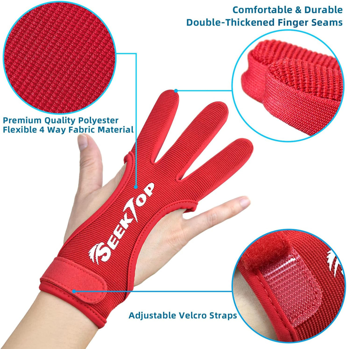 Seektop Archery Gloves - Leather Three Finger Protector for Youth & Adult Beginners