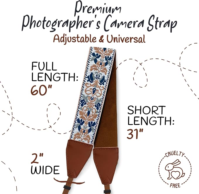 Art Tribute Camera Strap For Photographers Padded Universal Fit Neck Shoulder &