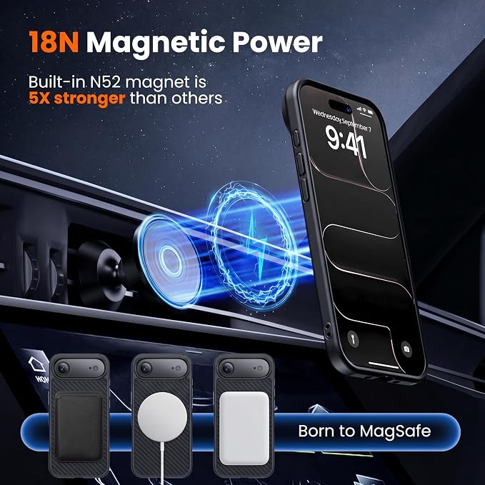 toushion 3 in 1 for iPhone Air Case Carbon Fiber Black&Grey, Fits MagSafe