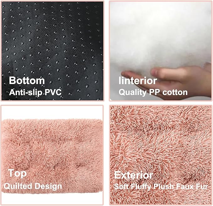 Dog Crate Mat, Dog Bed for Large Dogs, Comfy Fluffy Kennel Pad Anti-Slip for Dog beds & Furniture, Quilted Dog Bed for Pets for Medium/Small Dogs Cats (Color : Pink 2, Size : 48x33)