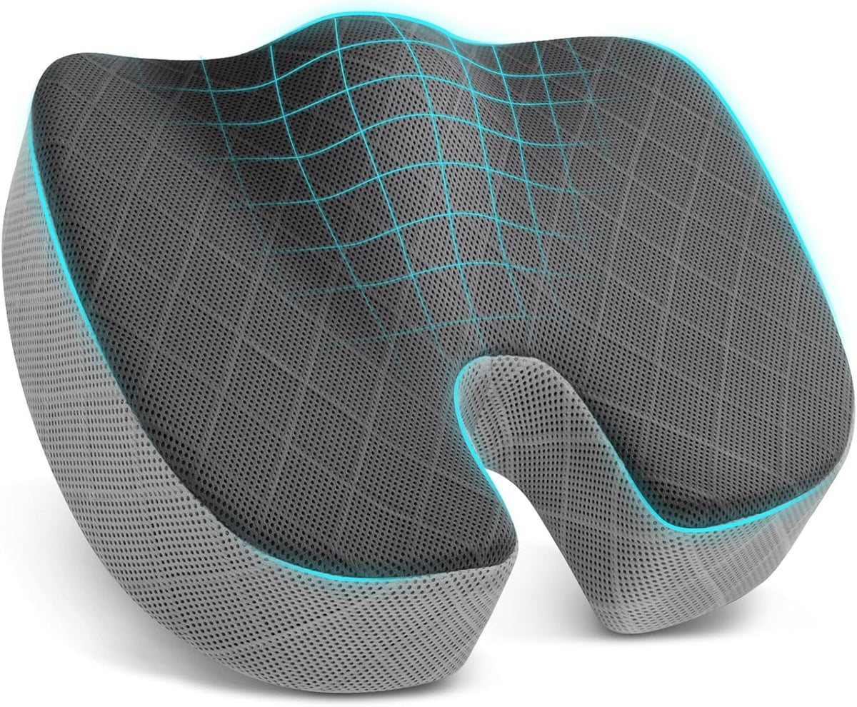 TushGuard Memory Foam Office Chair Seat Cushion - Dark&Light Grey, XX-Large