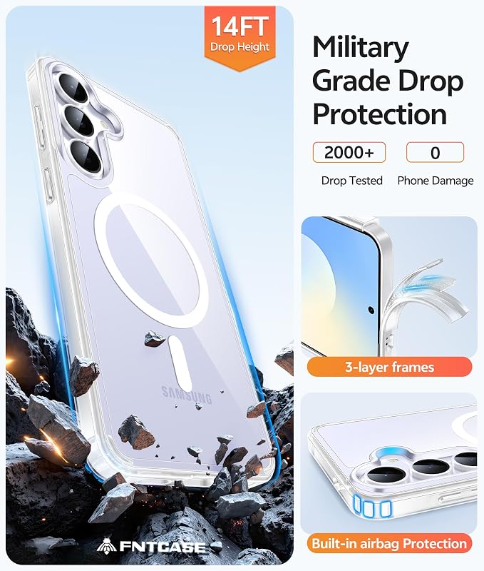 FNTCASE for Samsung Galaxy S25 FE Case: Anti Yellowing Transparent Clear