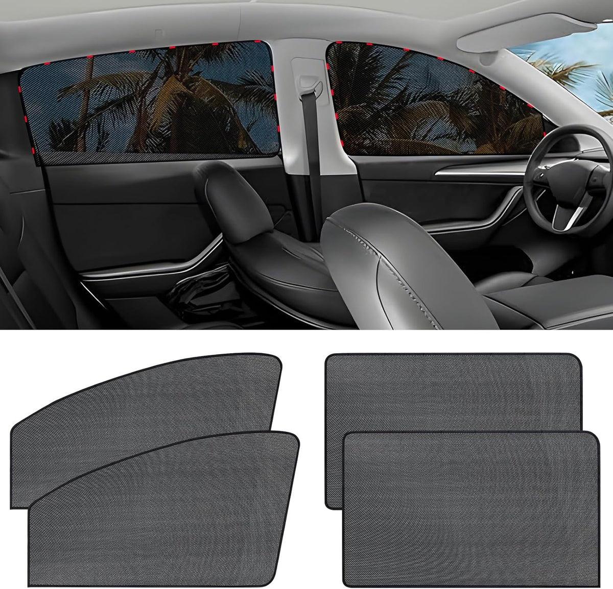 ZATOOTO Car Side Window Sun Shade 4 Pack, Window Shades for Baby Magnetic Mesh Sun Shade Protection from Heat and UV for Sleeping, Camping, Breastfeeding
