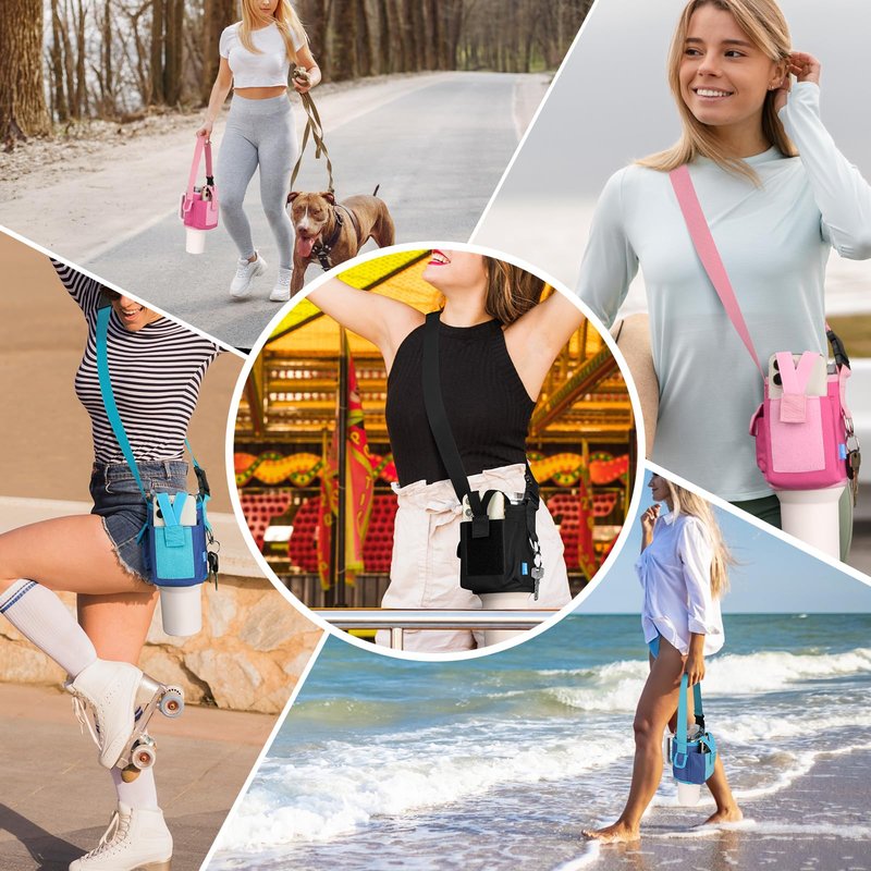 Xxerciz Carrier Bag for Stanley 40 oz Tumbler with Handle, Crossbody Bag with Phone Holder Pocket, Water Bottle Bag with Adjustable Strap for Stanley Cup Accessories
